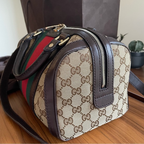 ❌SOLD❌on luxury site⭐️Authentic Gucci Bowling Bag🤎Made in Italy💚❤️ - Picture 4 of 16